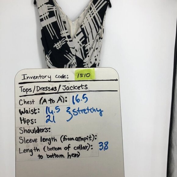 Escada Dido black & white print sleeveless Twisted faux wrap midi dress 34 (SP) - Picture 13 of 15